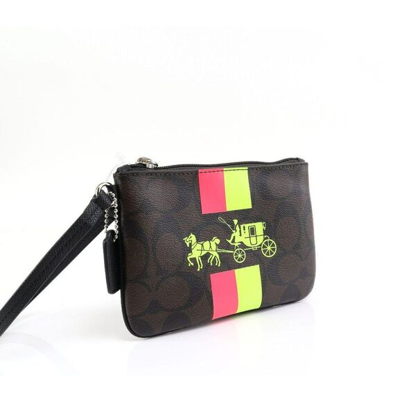 NEW COACH Brown Horse Carriage Phone Card Wallet Wristlet - Picture 7 of 11